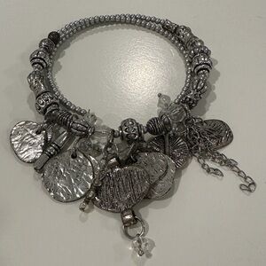 Chico’s Silver Charm Choker Necklace